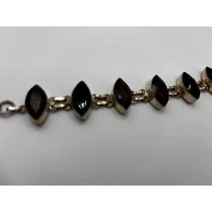 Sterling Silver Pink Red Marquis Gem‎ Bracelet